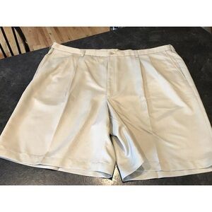 Men's Haggar light tan khaki pleated chino dress shorts size 50